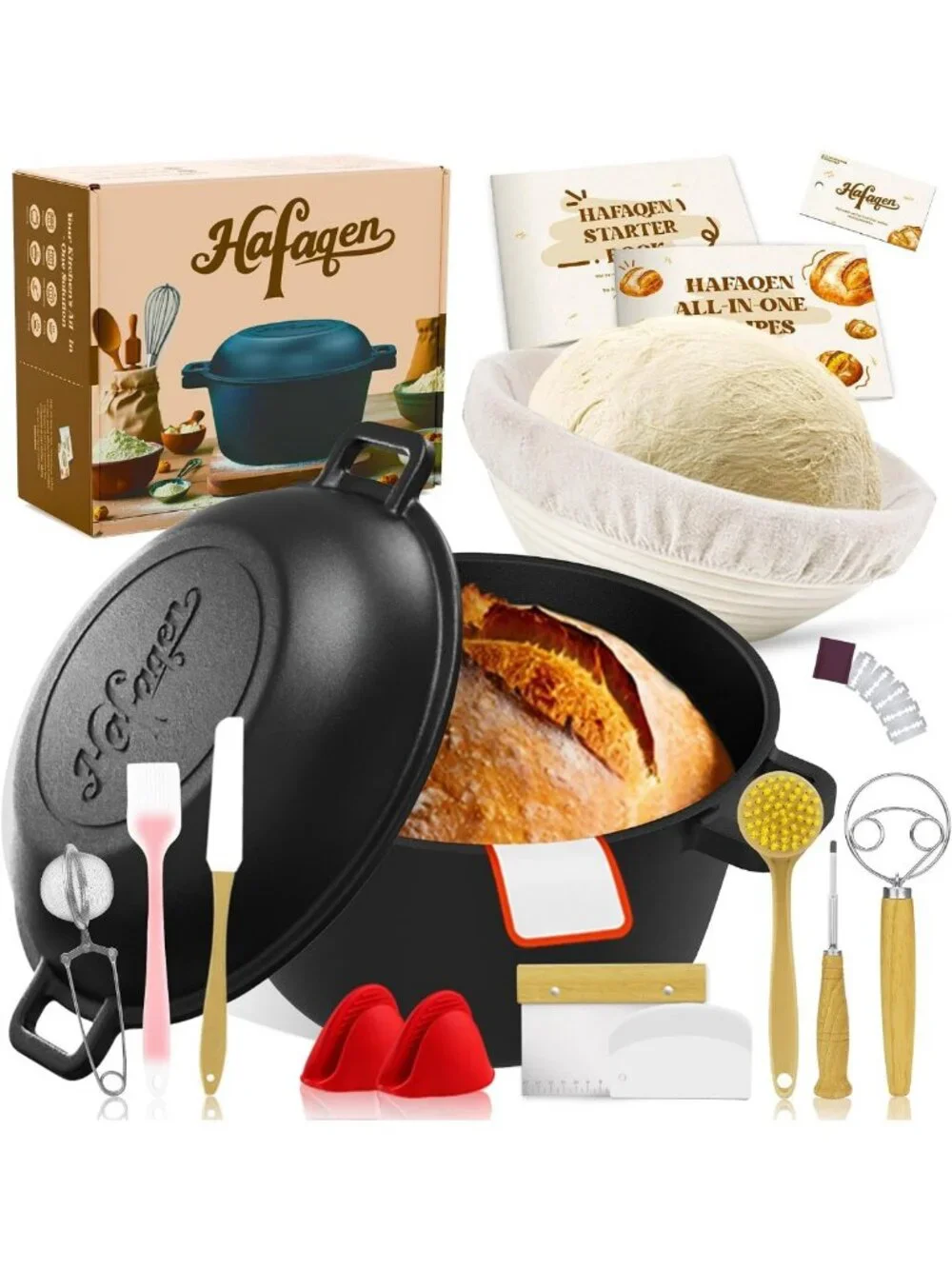 5QT Cast Iron Dutch Oven Pot for Baking, Skillet Lid Cooking Pan, Versatile